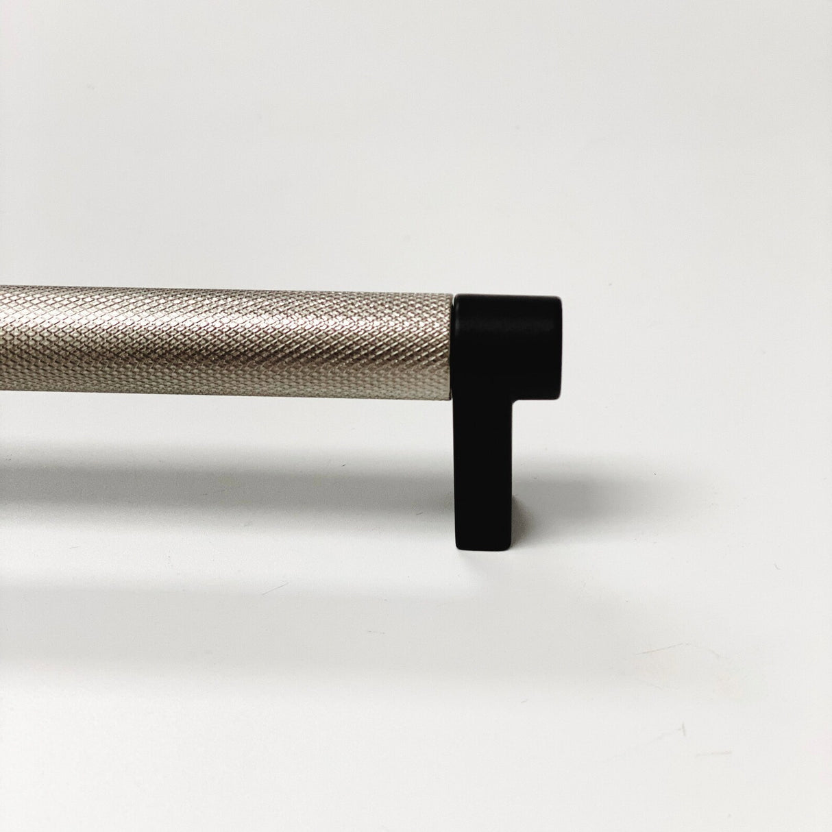 Knurled "Converse" Texture Satin Nickel and Black Knob and Pulls - Forge Hardware Studio