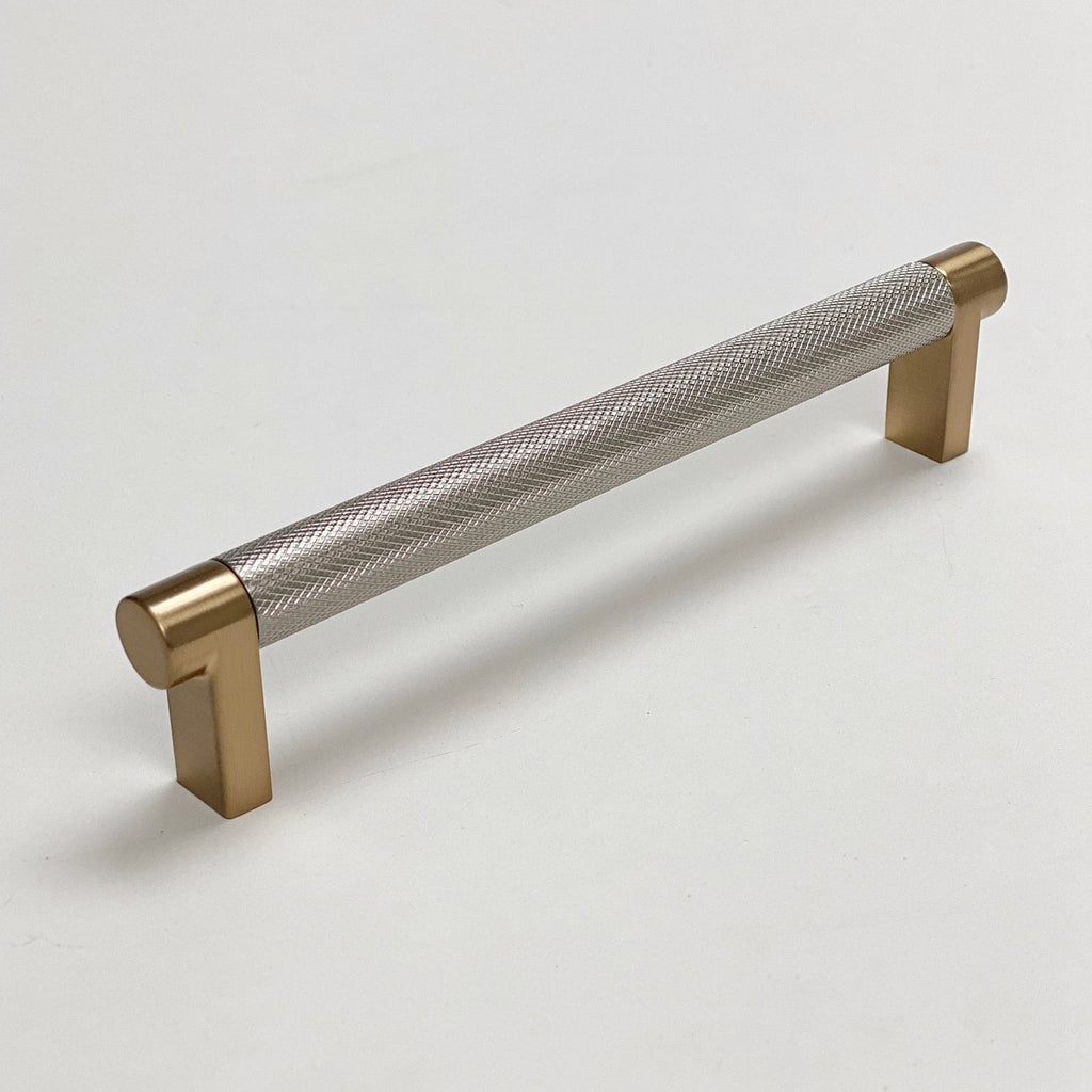 Knurled "Converse" Champagne Bronze and Brushed Nickel Dual-Finish Knobs and Pulls - Forge Hardware Studio