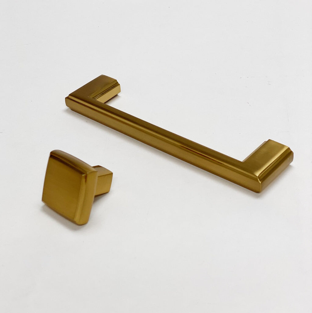 Warm Brass "Belfour No. 2" Cabinet Knobs and Drawer Pulls - Forge Hardware Studio