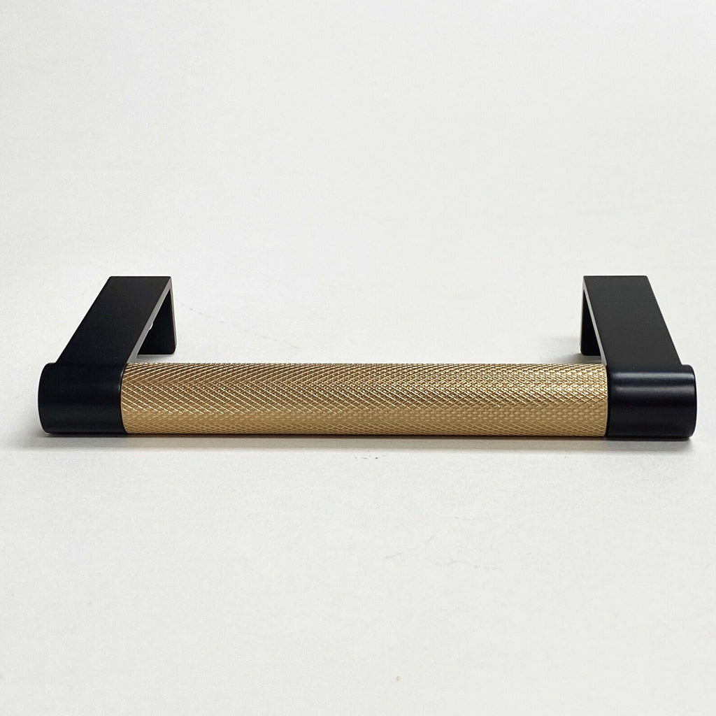 Black and Champagne Bronze "Converse" Knurled Edge Tab Drawer Pulls - Forge Hardware Studio