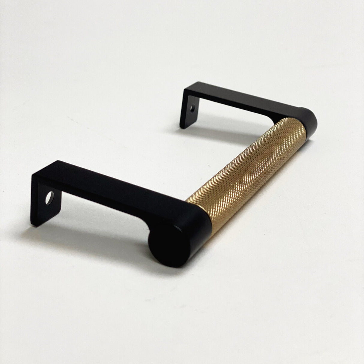 Black and Champagne Bronze "Converse" Knurled Edge Tab Drawer Pulls - Forge Hardware Studio