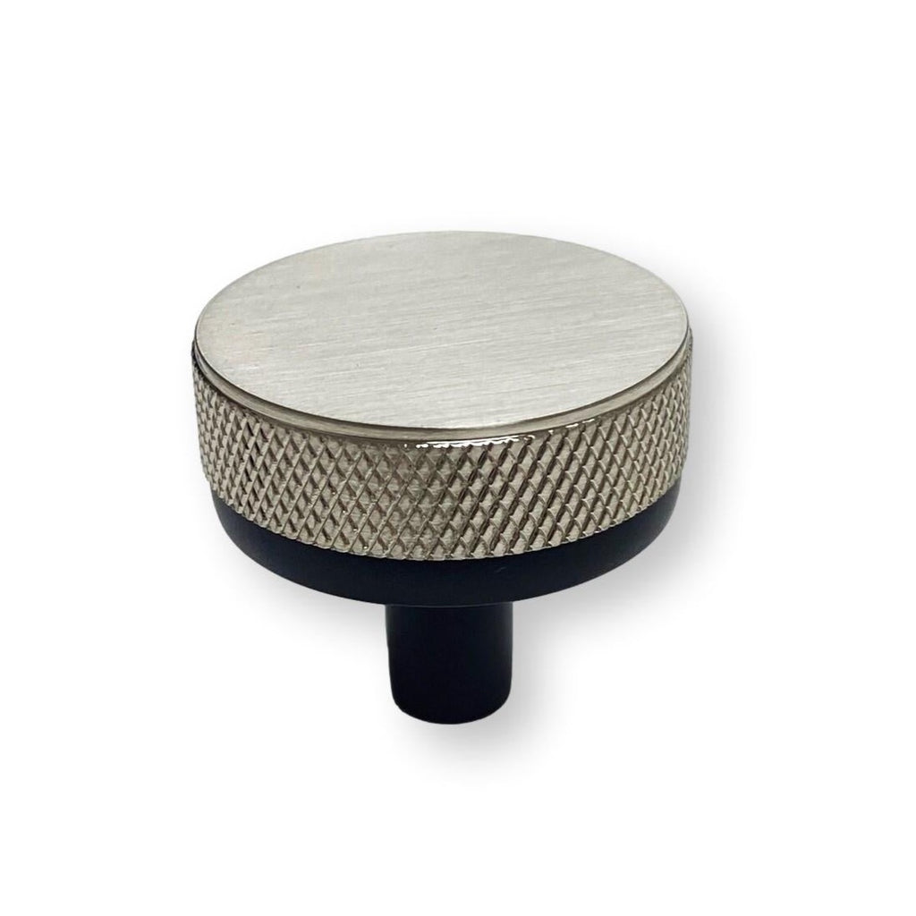 Knurled "Converse" Texture Satin Nickel and Black Knob and Pulls - Forge Hardware Studio