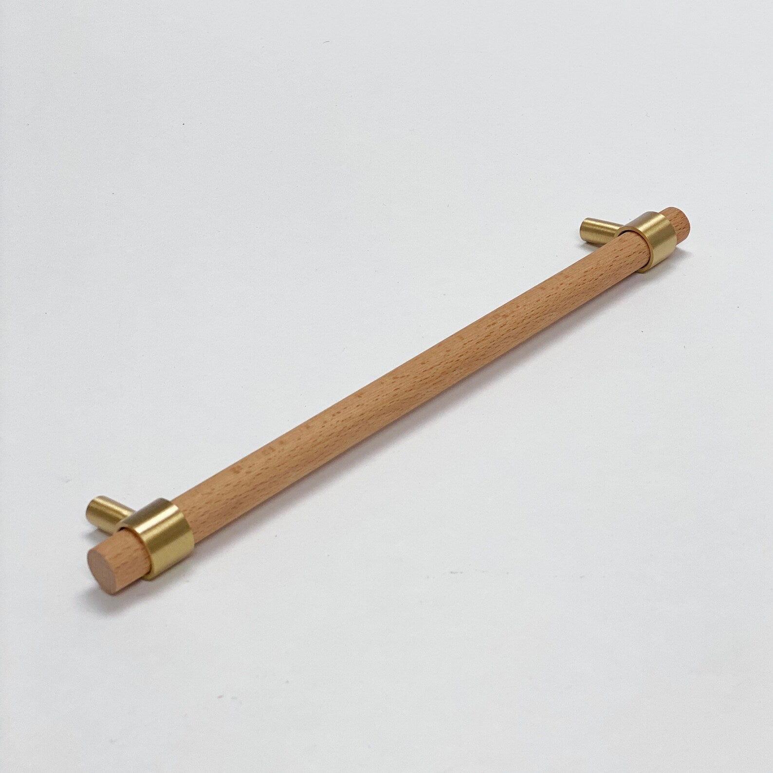 Wood and Satin Brass Lulu Drawer Pulls and Cabinet Knobs