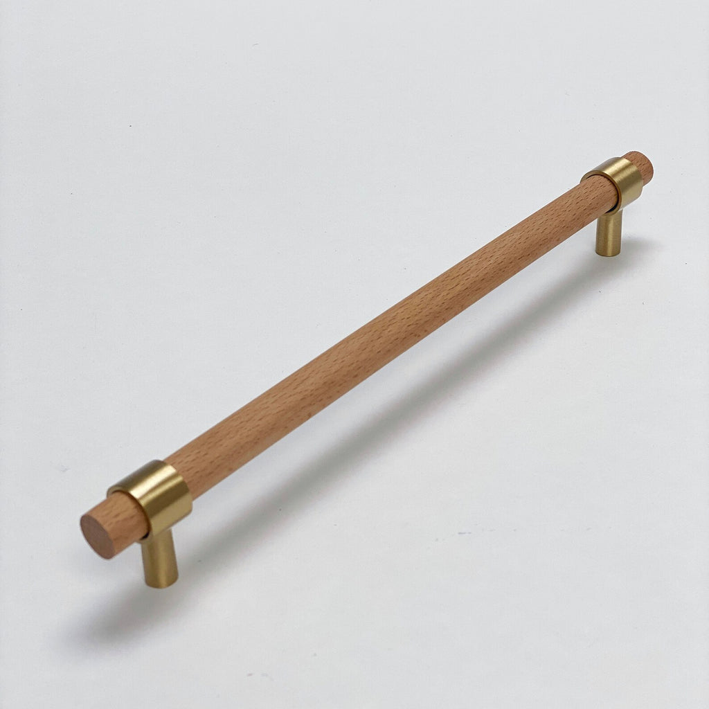 Wood and Satin Brass "Lulu" Drawer Pulls and Cabinet Knobs - Forge Hardware Studio
