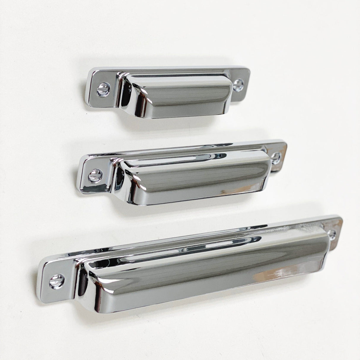 Square Cup "Kira" Polished Chrome Drawer Pulls