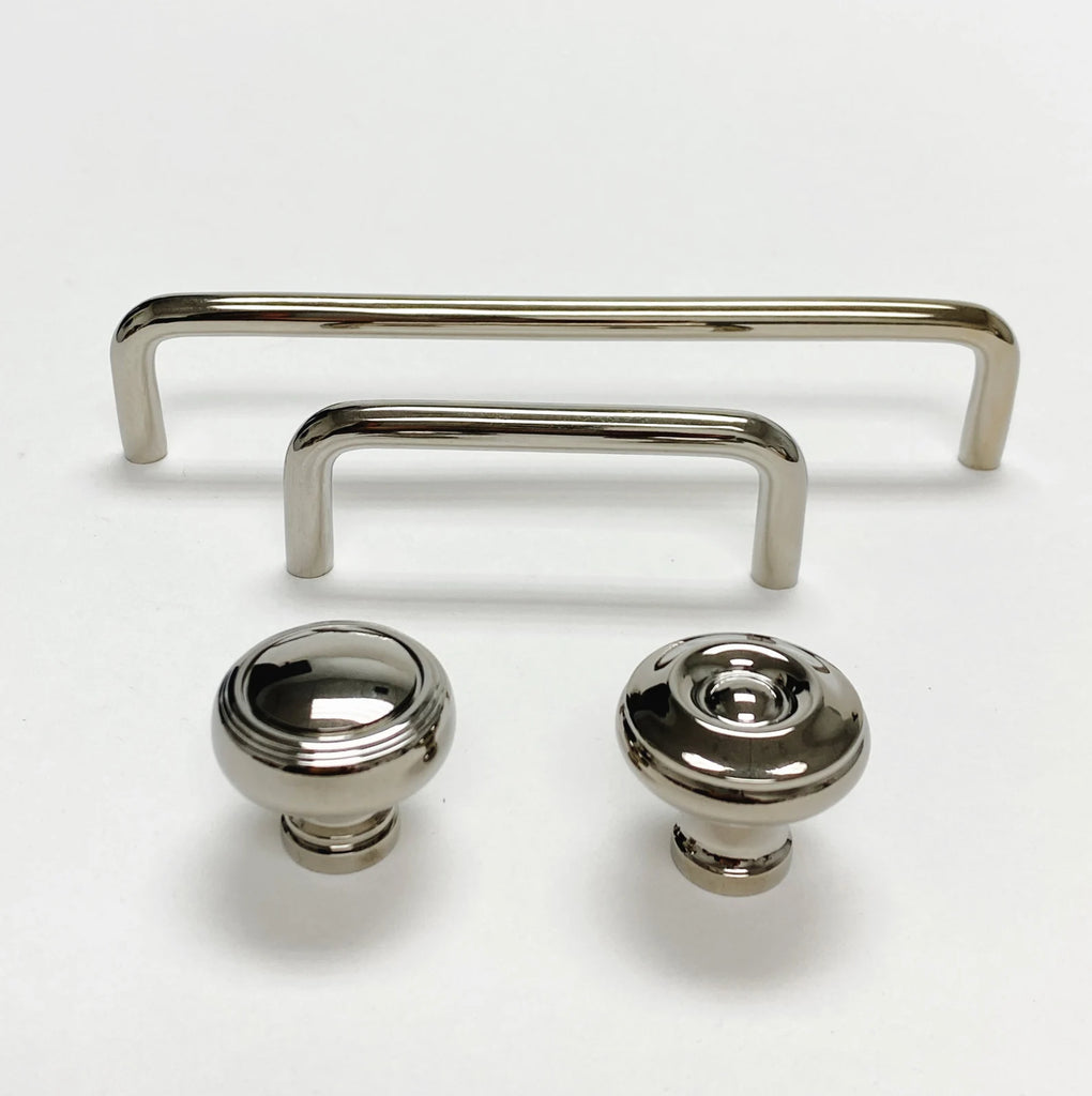 Polished Nickel "Heritage No.2" Cabinet Knobs and Wire Pulls - Forge Hardware Studio