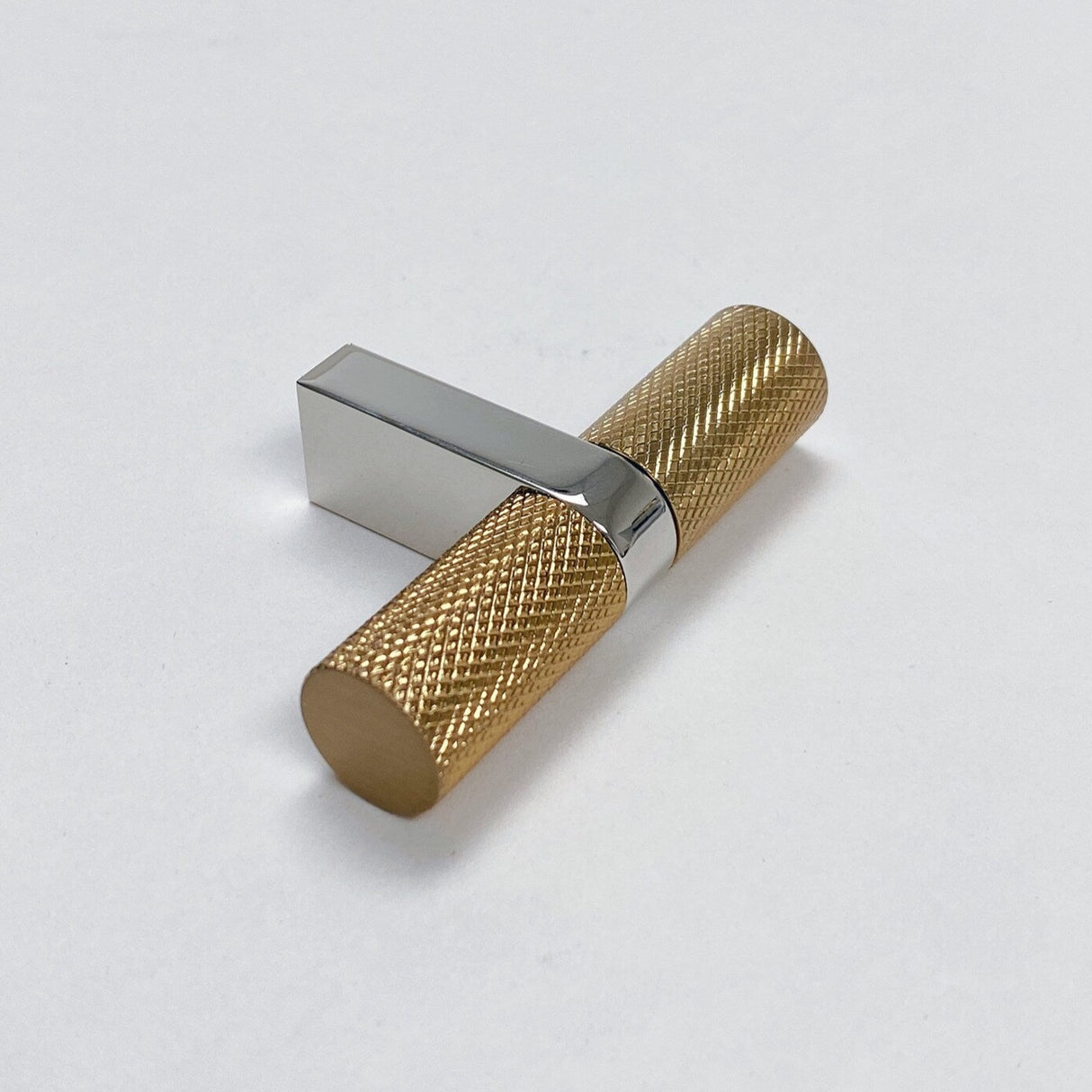 Knurled Select T-Bar Polished Nickel and Champagne Bronze Knobs and Pulls - Forge Hardware Studio