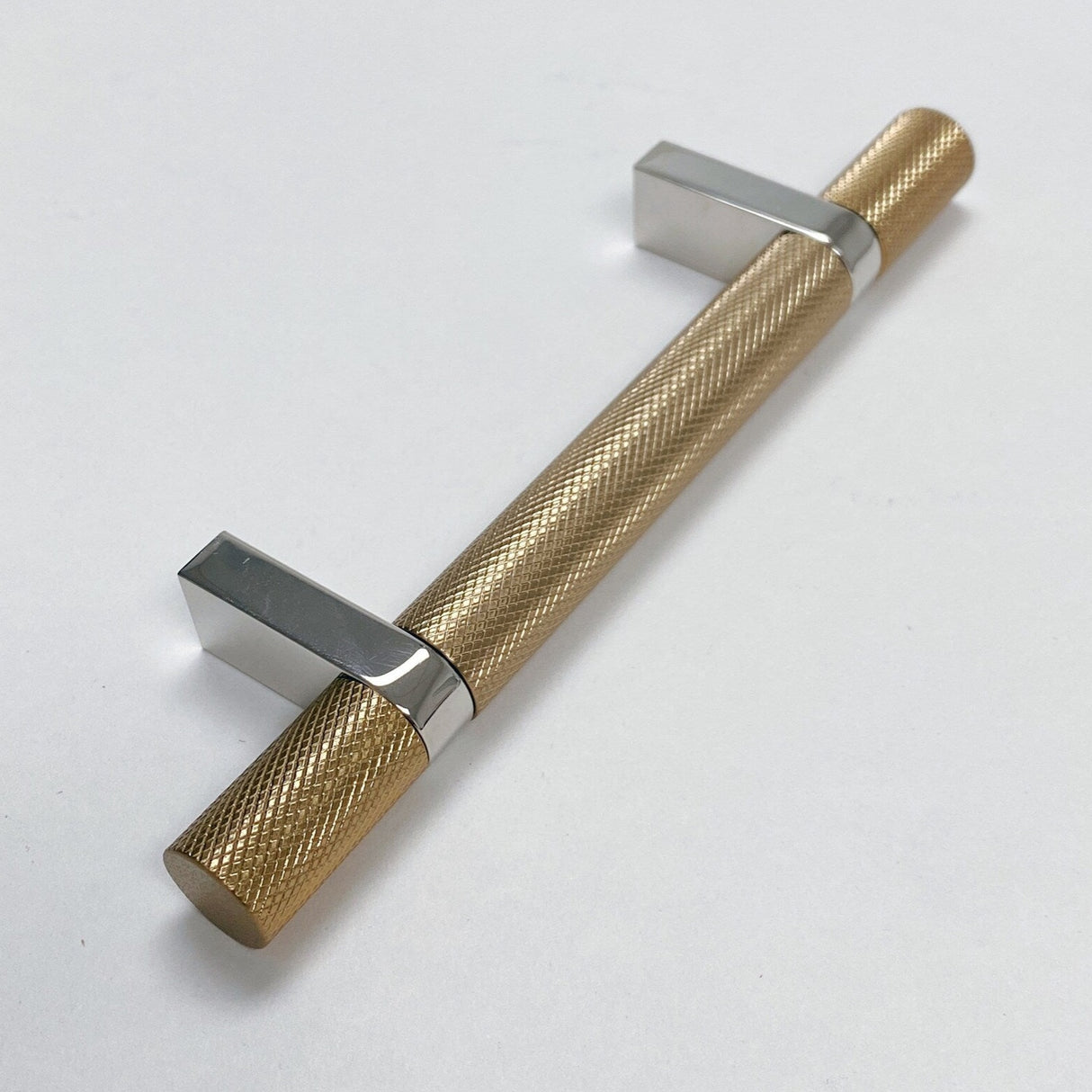 Knurled Select T-Bar Polished Nickel and Champagne Bronze Knobs and Pulls - Forge Hardware Studio