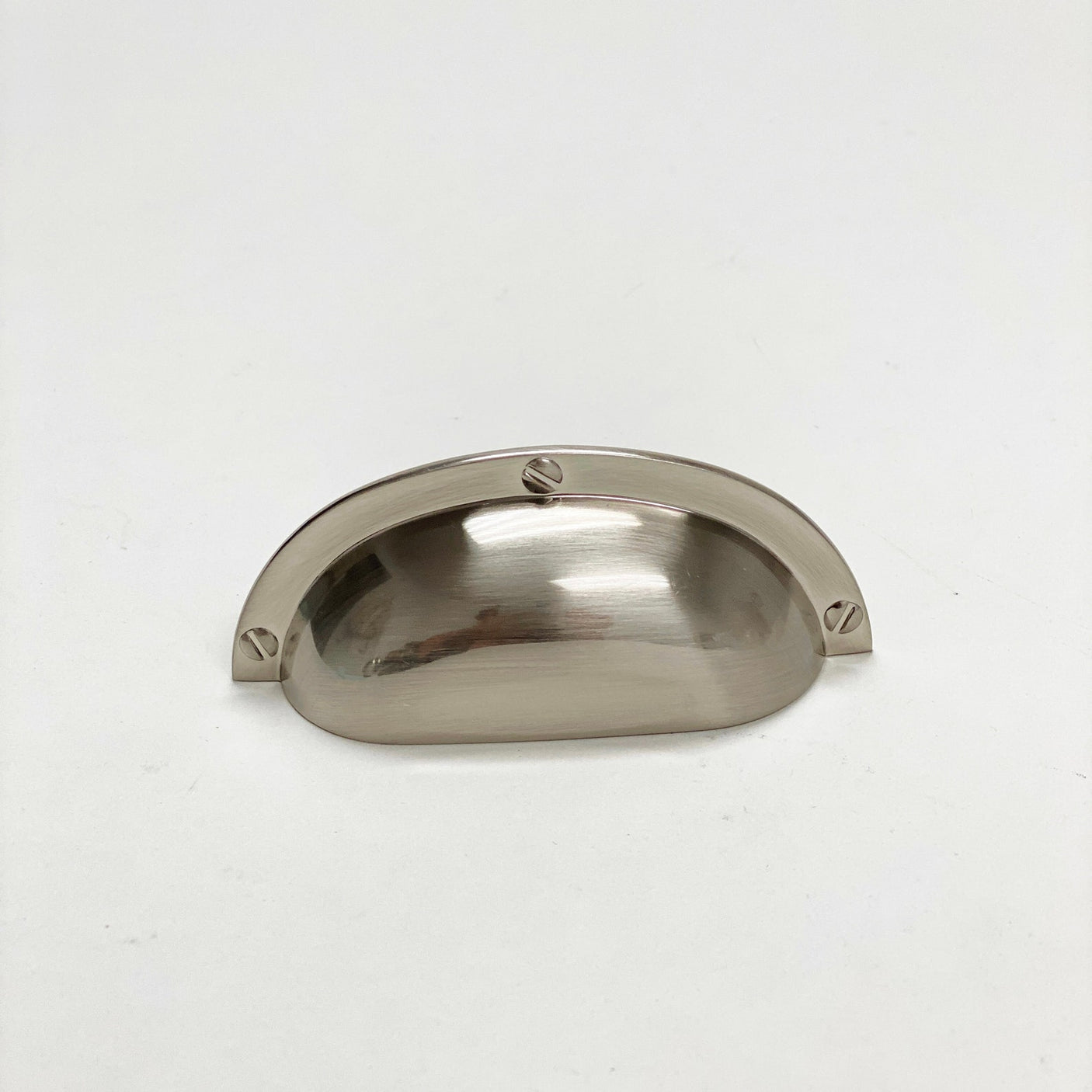 Brushed Nickel “Kira” Large Ball Knob and Cup Pull