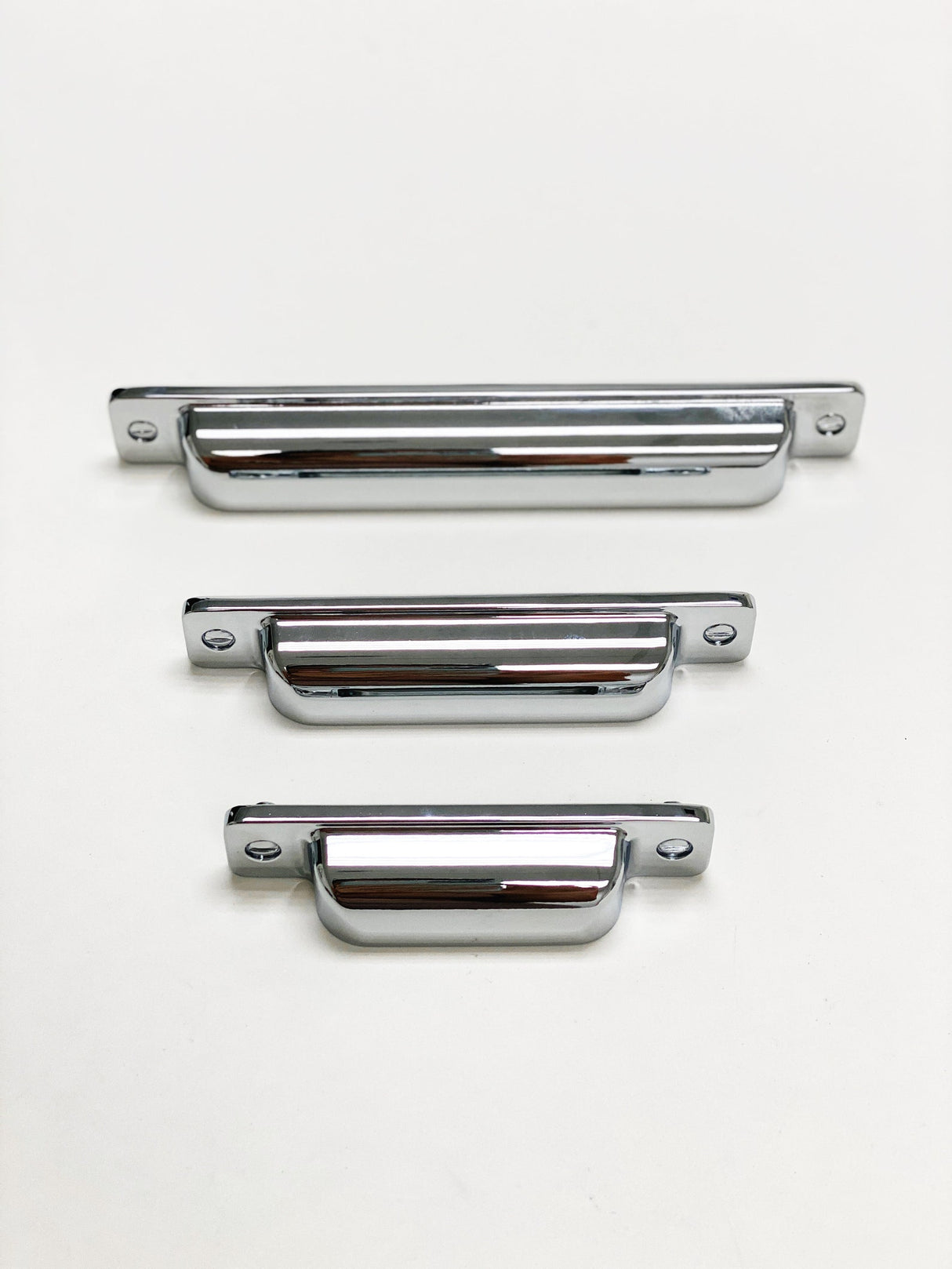 Square Cup "Kira" Polished Chrome Drawer Pulls