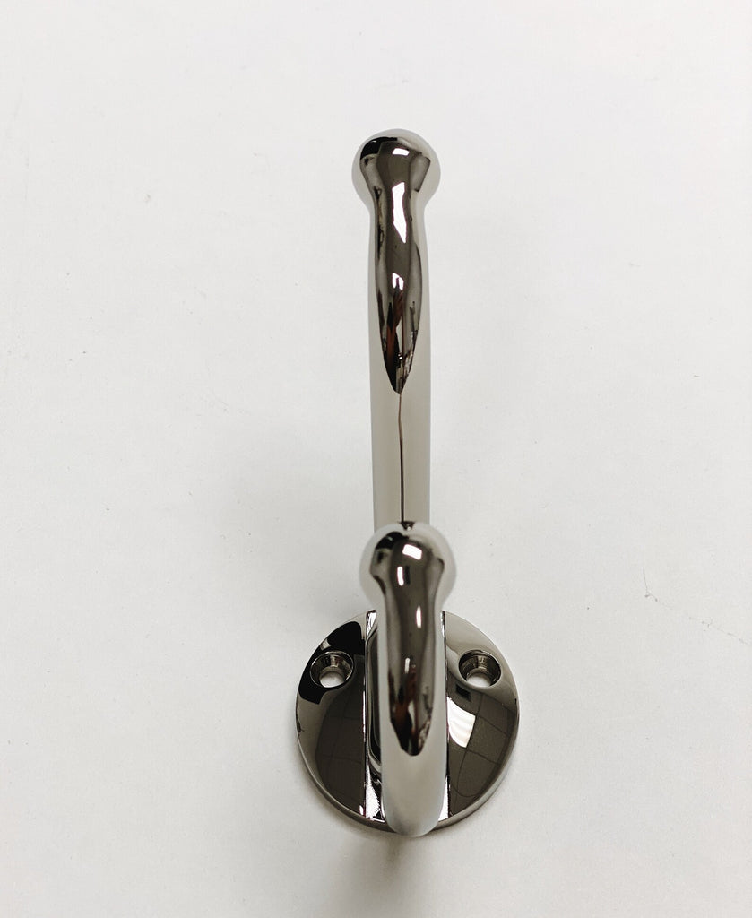 Polished Nickel "Heritage" Wall Hook, Brass Wall Coat Hook - Forge Hardware Studio