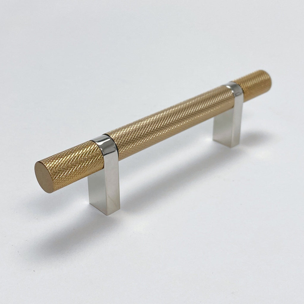 Knurled Select T-Bar Polished Nickel and Champagne Bronze Knobs and Pulls - Forge Hardware Studio