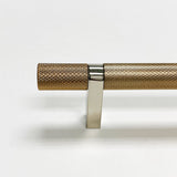 Knurled Select T-Bar Polished Nickel and Champagne Bronze Knobs and Pulls - Forge Hardware Studio