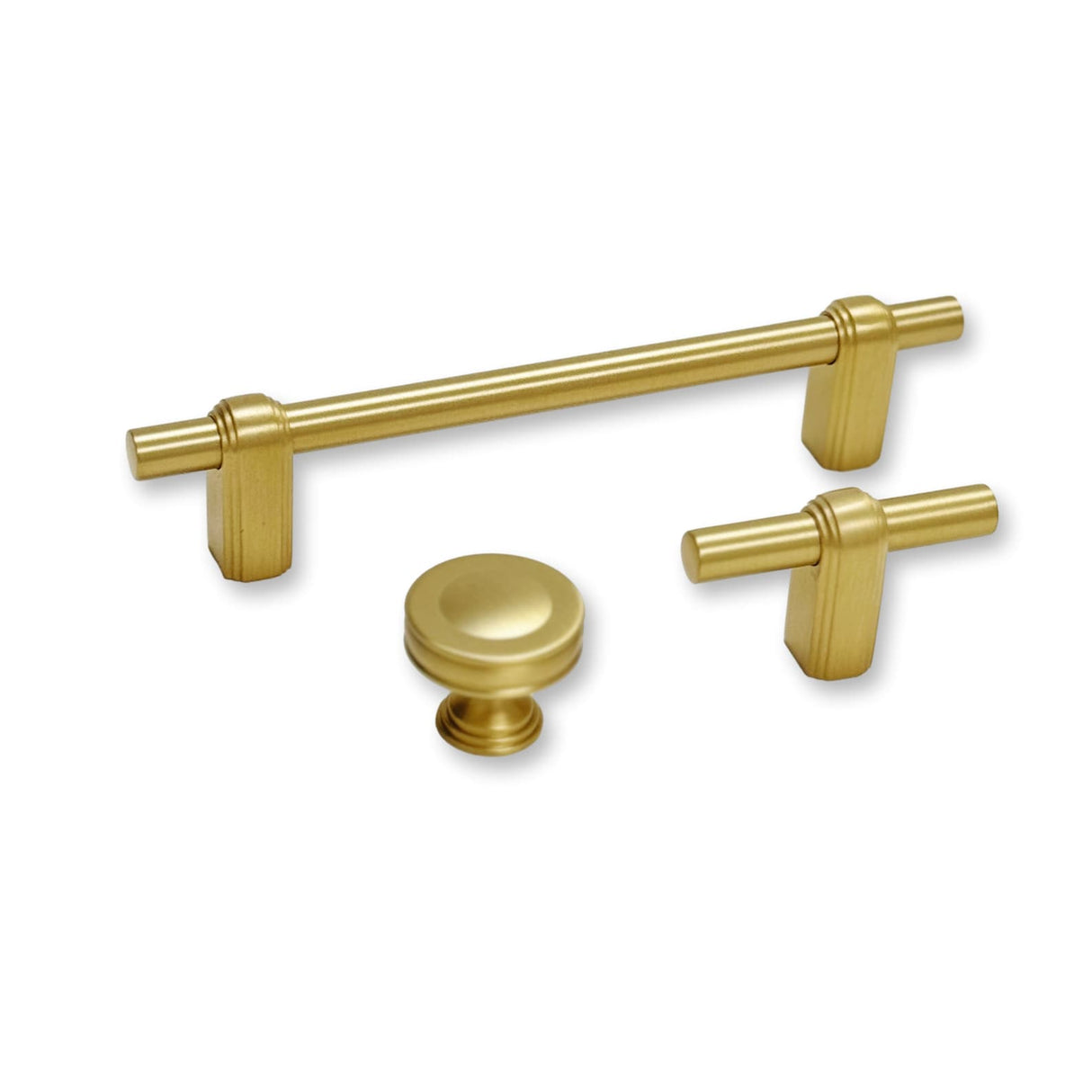 Satin Brass "Elliott" Drawer Pulls and Cabinet Knobs - Forge Hardware Studio