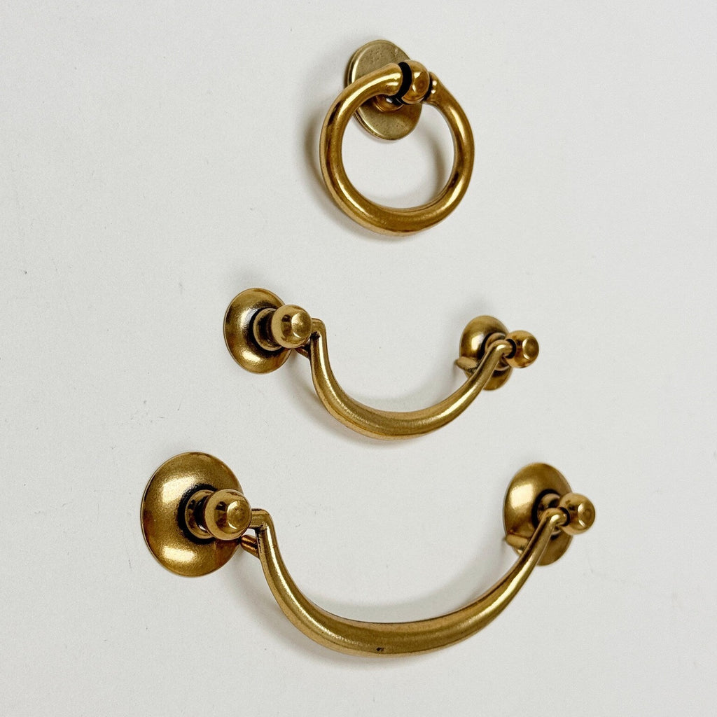 Brass Ring Pulls "Bail" Antique Brass Hardware - Forge Hardware Studio