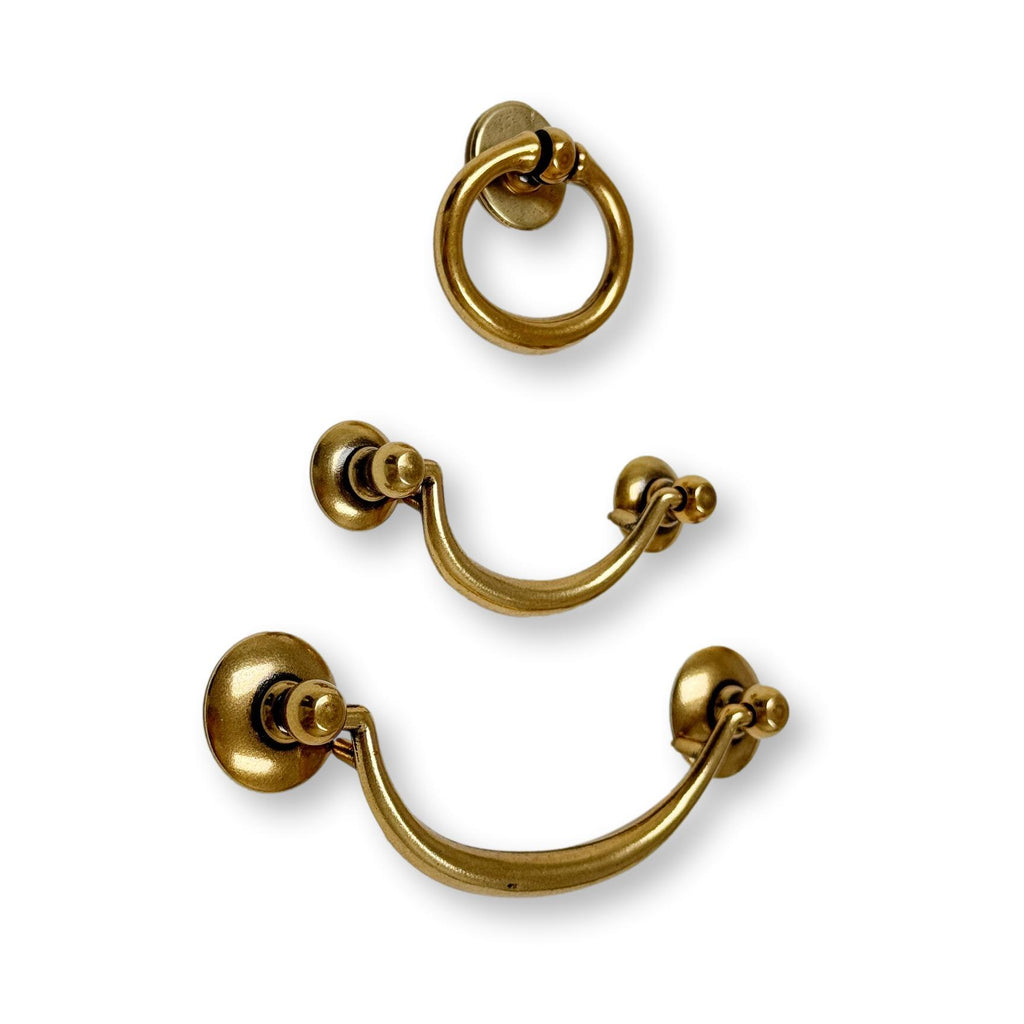 Brass Ring Pulls "Bail" Antique Brass Hardware - Forge Hardware Studio