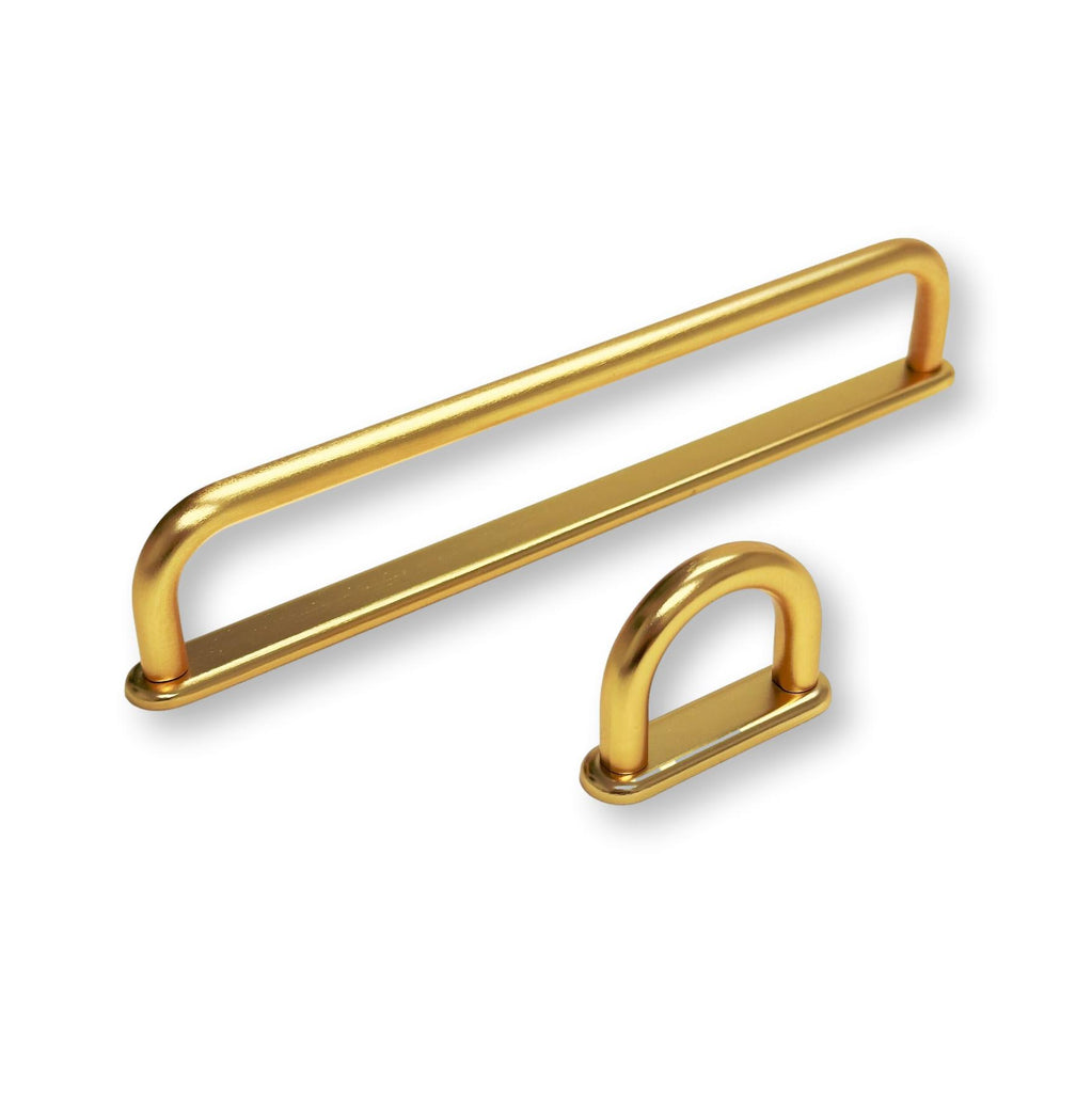 Satin Gold "D-Lite" Backplate Wire Drawer Pulls - Forge Hardware Studio