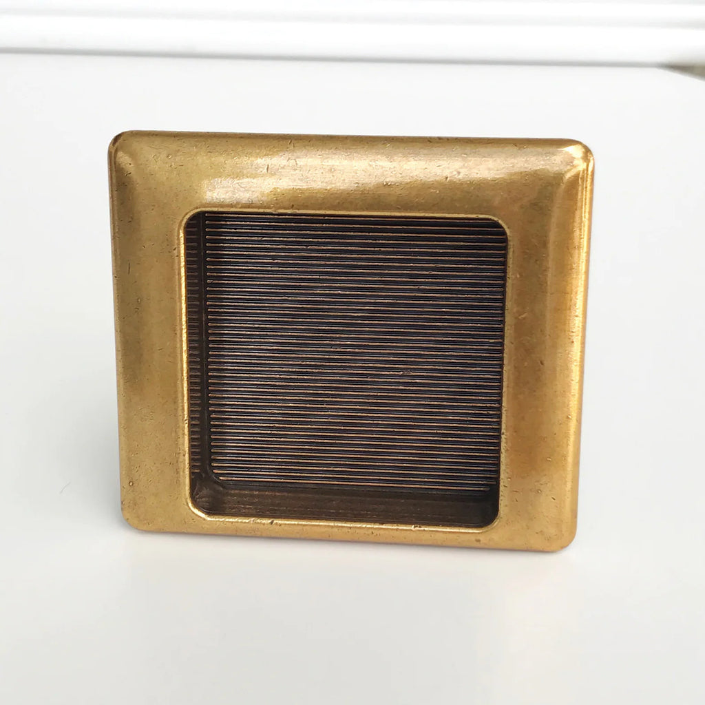 Square Antique Brass Recess Drawer Pull - Forge Hardware Studio