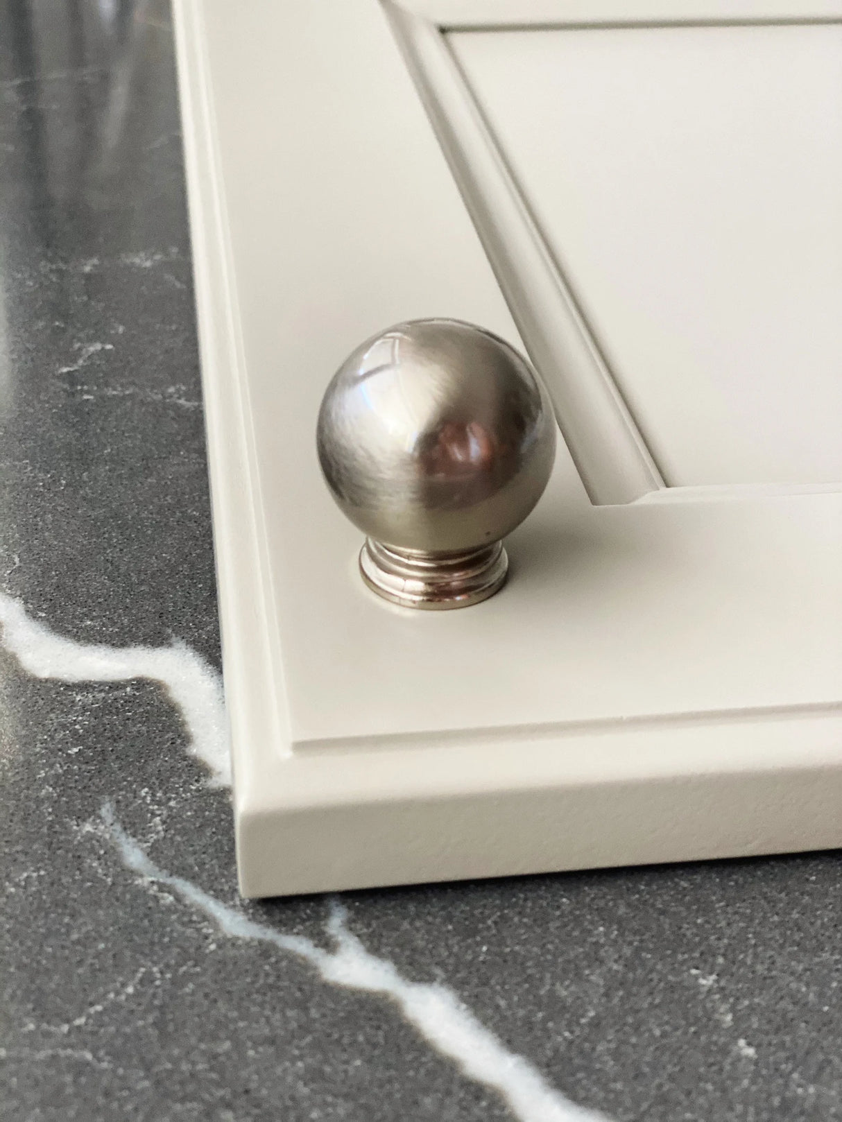 Brushed Nickel “Kira” Cabinet Ball Knob and Drawer Pulls - Forge Hardware Studio