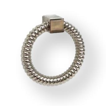 Polished Nickel "Rope" Ring Pull Cabinet Knob - Forge Hardware Studio