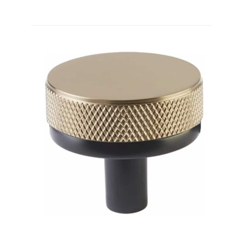 Knurled Select T-Bar Champagne Bronze and Matte Black Knobs and Pulls - Forge Hardware Studio