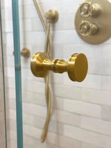 Solid Brass "Reeded" Round Glass Shower Knob