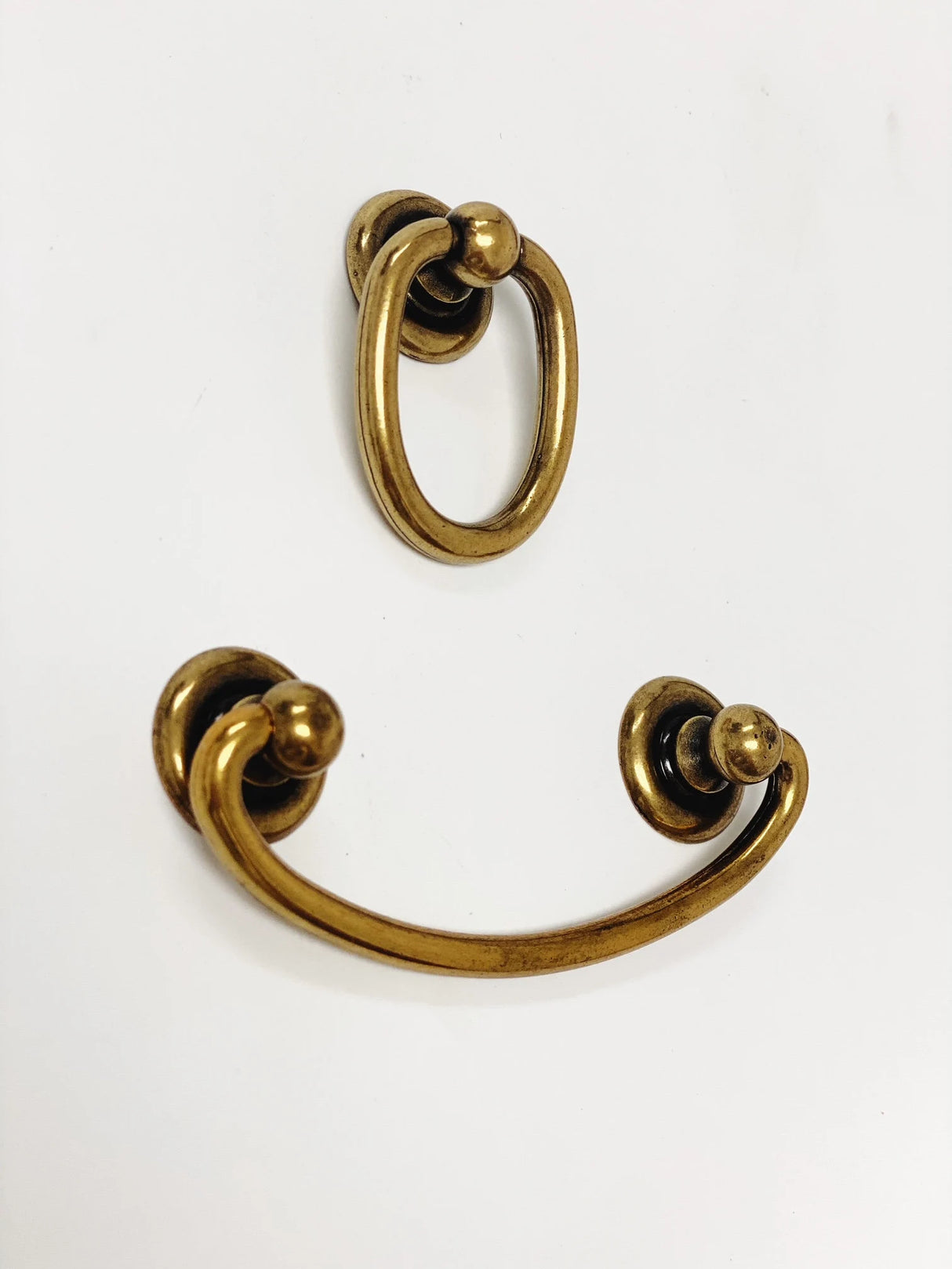 Brass Ring Pulls "Oval" Bail Drawer Pulls - Forge Hardware Studio