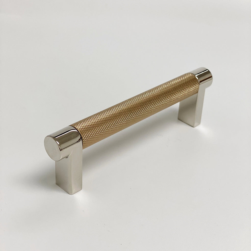 Knurled Polished Nickel and Champagne Bronze Dual-Finish Knobs and Pulls - Forge Hardware Studio
