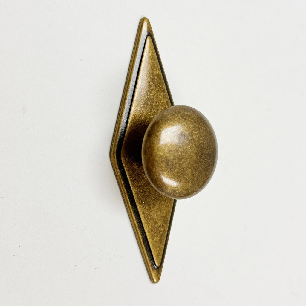 Rhombus "Ella" Antique Bronze Ring Drawer Pulls with Backplate - Forge Hardware Studio