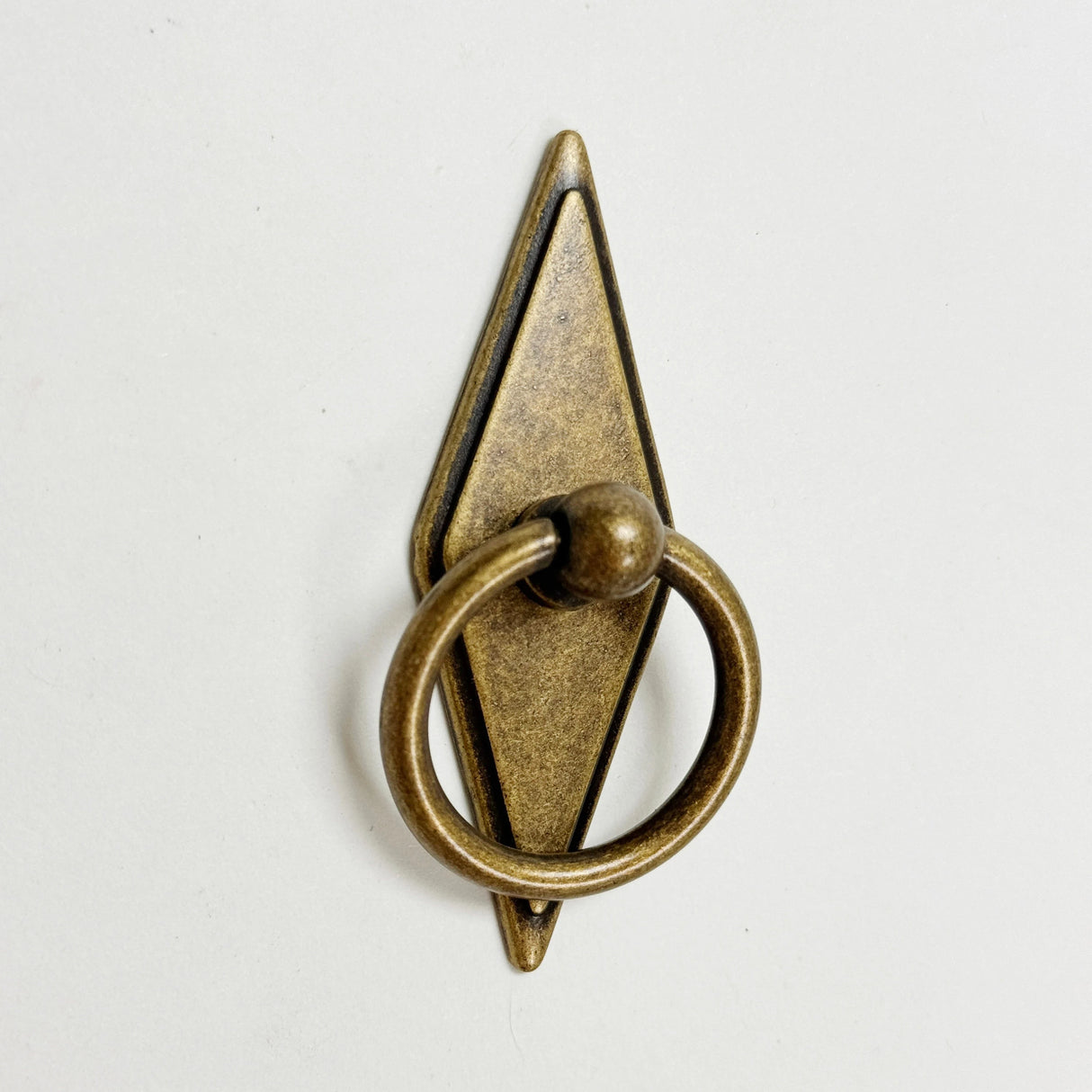 Rhombus "Ella" Antique Bronze Ring Drawer Pulls with Backplate - Forge Hardware Studio