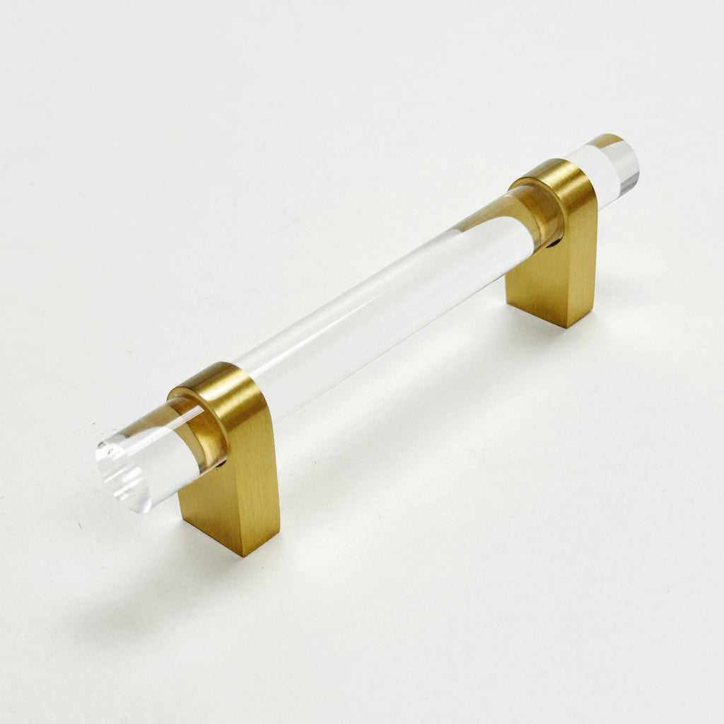 Lucite "June" Brushed Brass Drawer Pulls and Knobs - Forge Hardware Studio