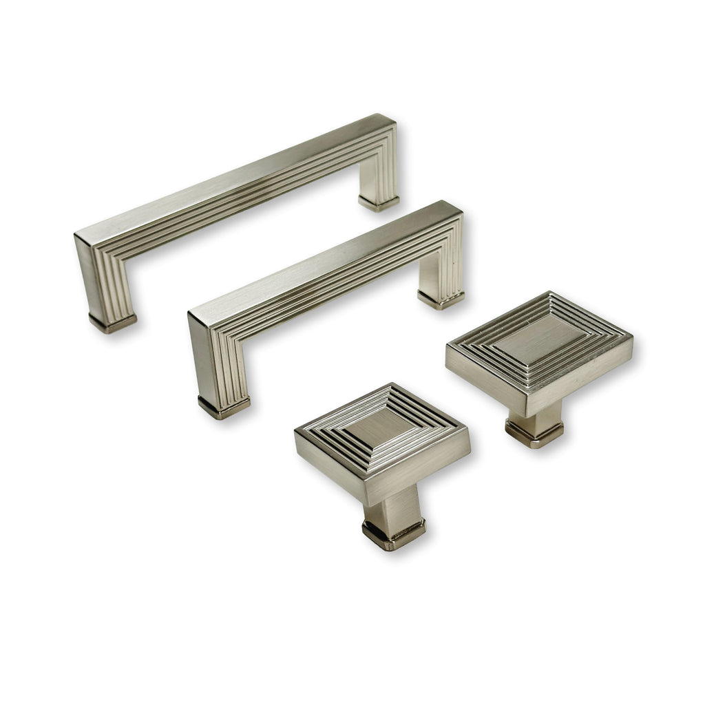 U-Shaped Brushed Nickel "Rail" Knob and Drawer Pulls - Forge Hardware Studio