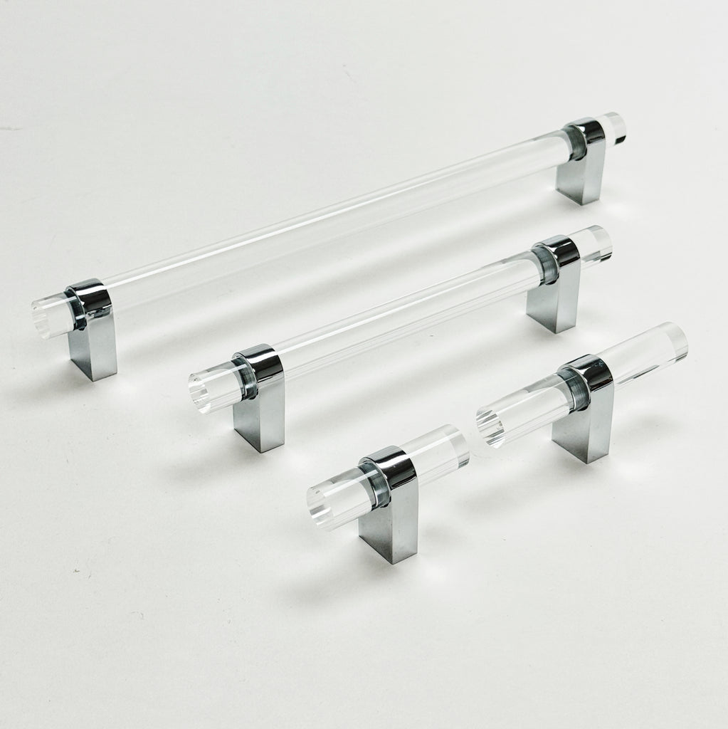 Lucite "June" Polished Chrome Drawer Pulls and Knobs - Forge Hardware Studio