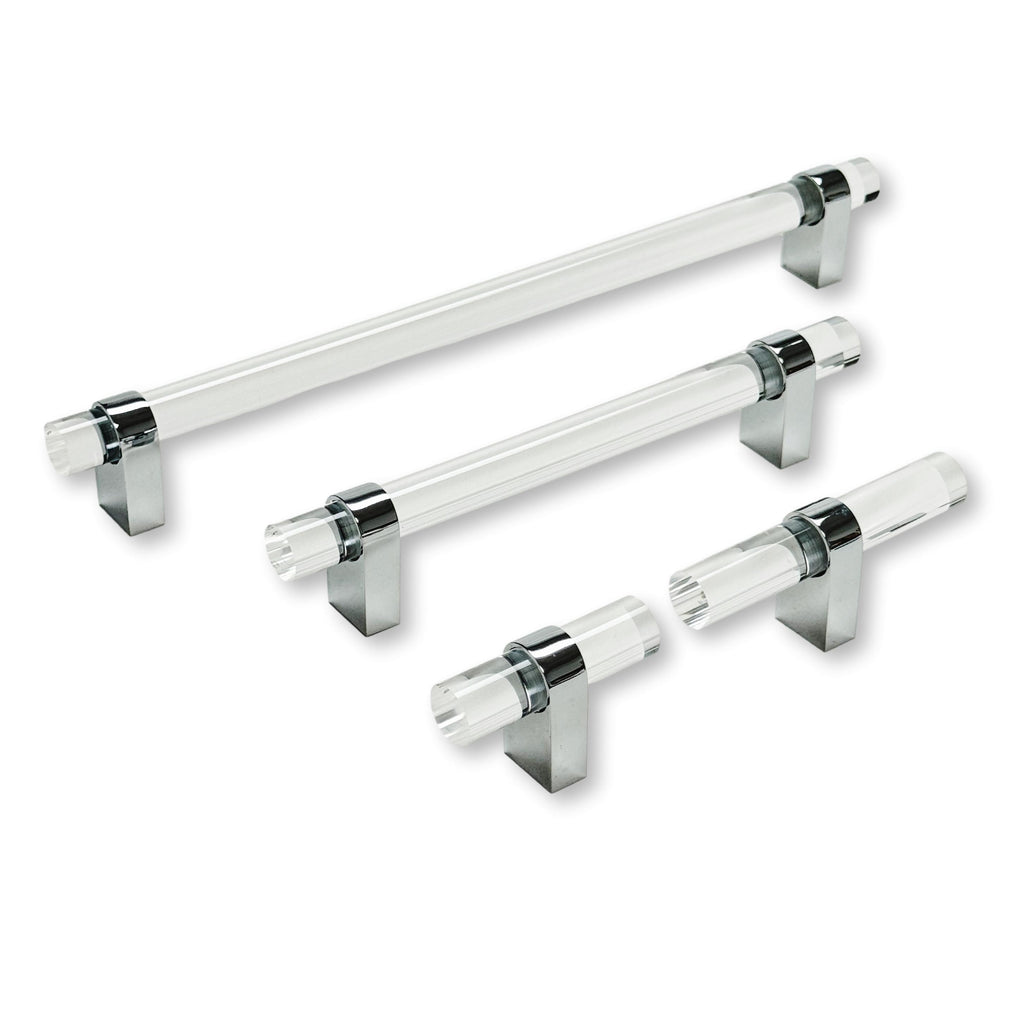 Lucite "June" Polished Chrome Drawer Pulls and Knobs - Forge Hardware Studio