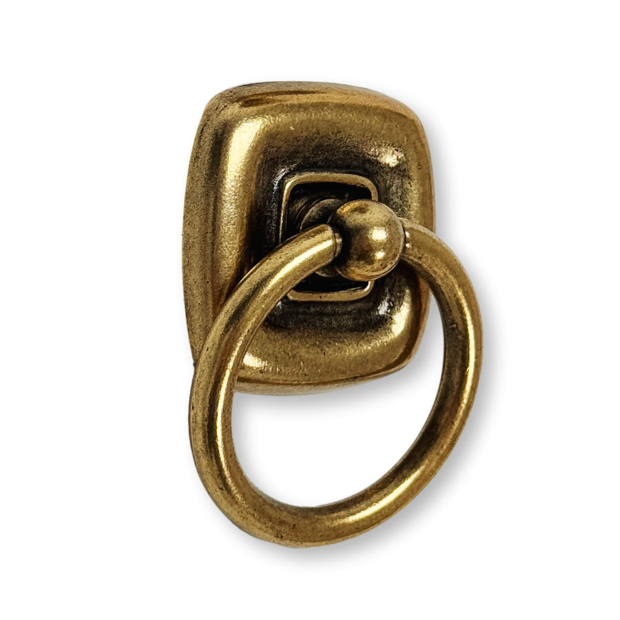 Ring Pull and Knob "Luca" Cabinet Pulls with Backplate in Antique Brass - Forge Hardware Studio