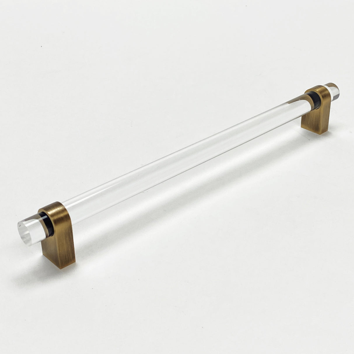 Lucite "June" Brushed Antique Brass Drawer Pulls and Knobs - Forge Hardware Studio