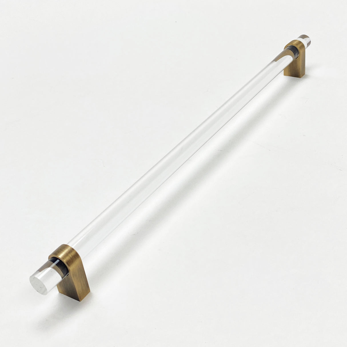 Lucite "June" Brushed Antique Brass Drawer Pulls and Knobs - Forge Hardware Studio