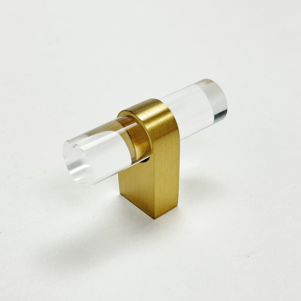 Lucite "June" Brushed Brass Drawer Pulls and Knobs - Forge Hardware Studio