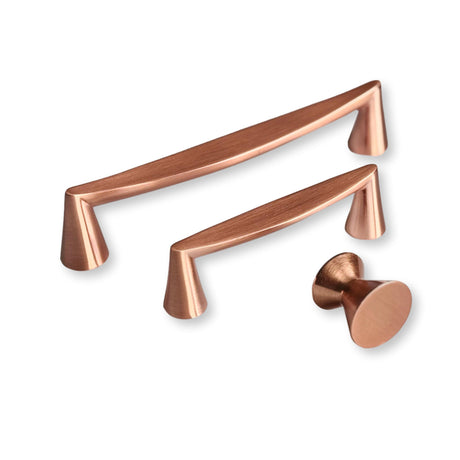 Brushed Copper "Core" Drawer Pulls and Knob - Forge Hardware Studio