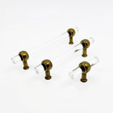 Antique Brass Lucite "Jules" Acrylic Knobs and Drawer Pulls