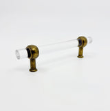 Antique Brass Lucite "Jules" Acrylic Knobs and Drawer Pulls