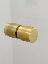 Cylinder Satin Brass "Knurled" Round Glass Shower Knob - Industry Hardware
