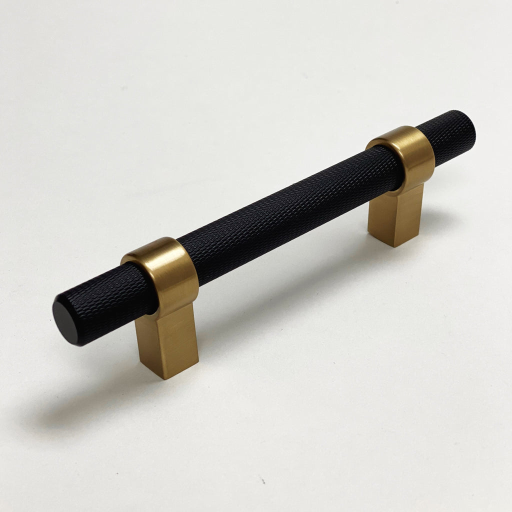 Knurled "Prelude" Champagne Bronze and Matte Black Cabinet Knobs and Drawer Pulls - Forge Hardware Studio
