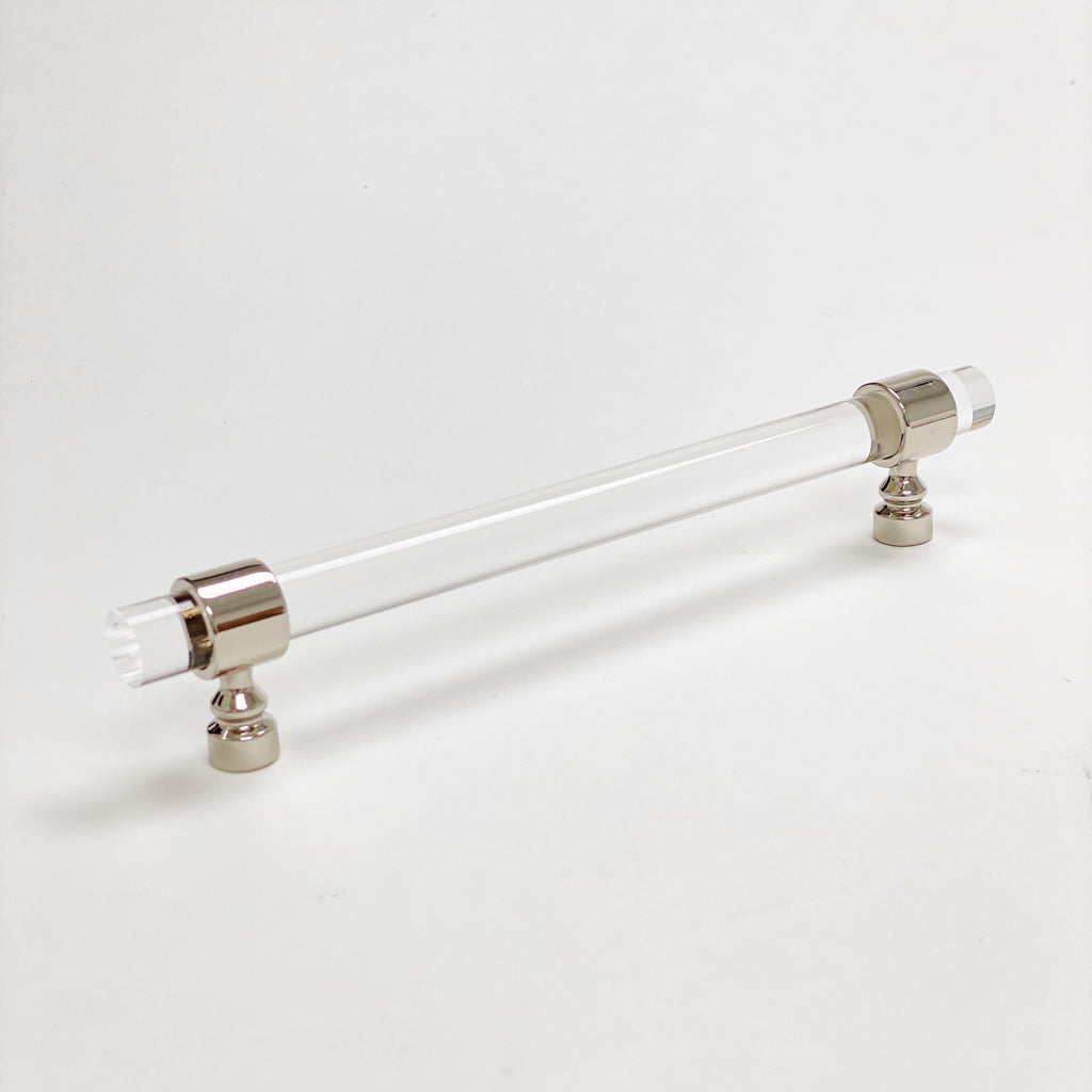 Lucite Polished Nickel "Bank" Drawer Pulls and Cabinet Knobs - Forge Hardware Studio