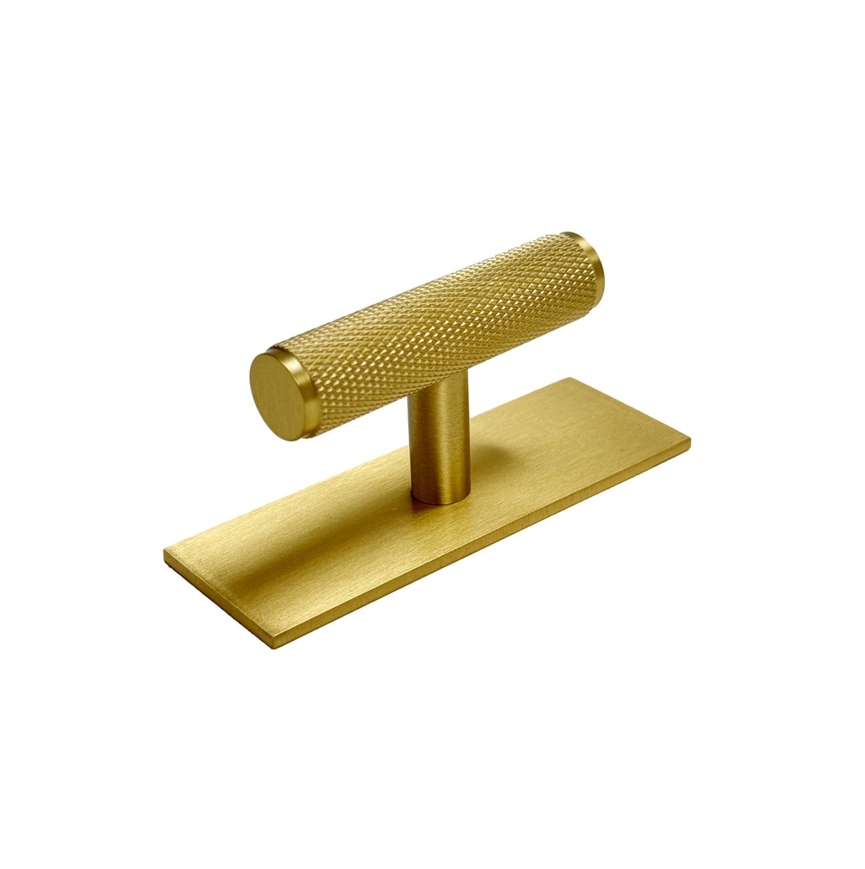 Brass Knurled "Texture Backplate" Drawer Pulls and Knobs in Satin Brass - Forge Hardware Studio