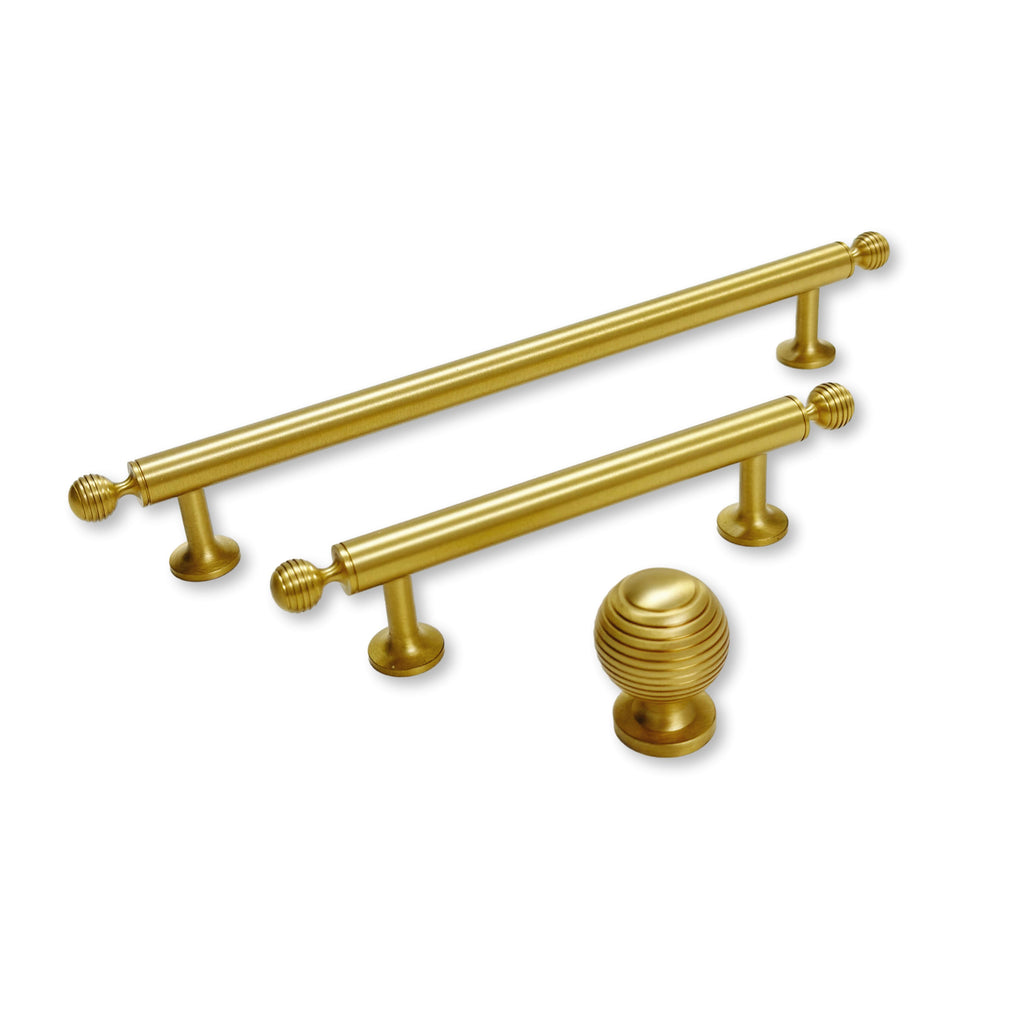 Satin Brass "Sweet" Beehive Cabinet Knob and Drawer Pulls - Forge Hardware Studio