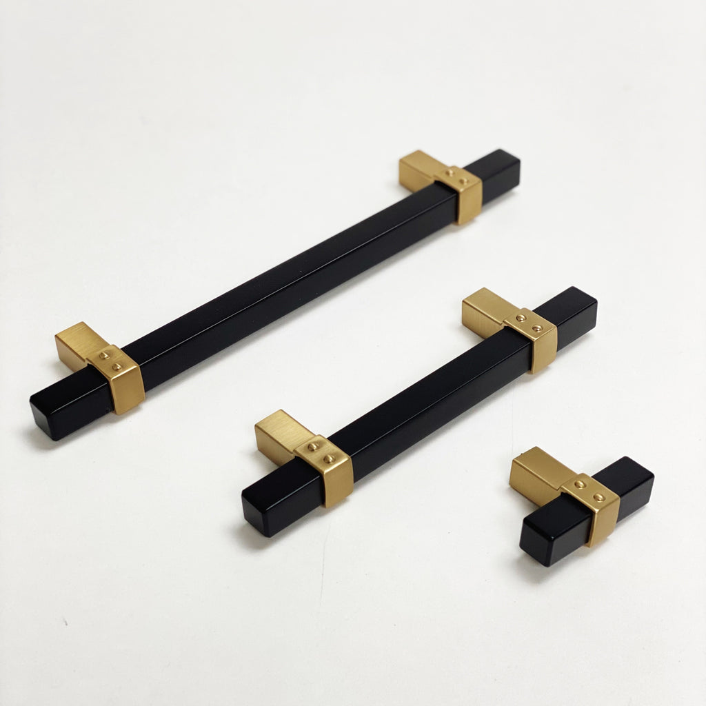 Champagne Bronze and Matte Black "Rio" Dual-Finish Cabinet Knob and Drawer Pulls - Forge Hardware Studio