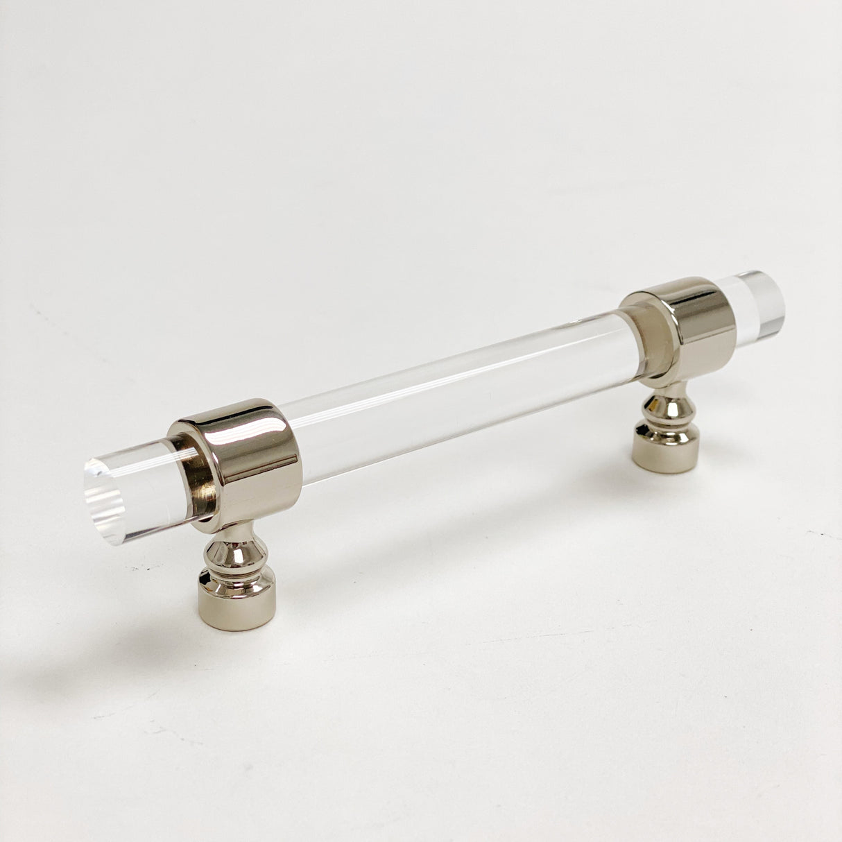 Lucite Polished Nickel "Bank" Drawer Pulls and Cabinet Knobs - Forge Hardware Studio