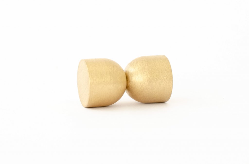 Unlacquered Brushed Brass "Double Cup" Cabinet Knob and Wall Hook - Forge Hardware Studio