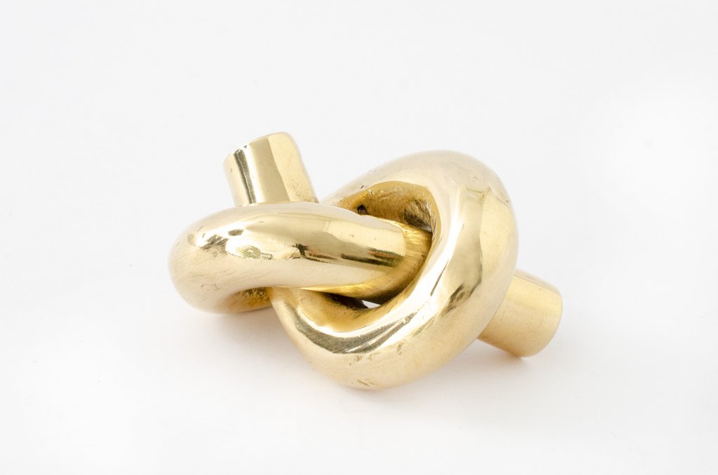 Unlacquered Brass "Knot" Cabinet Knob and Hook - Forge Hardware Studio